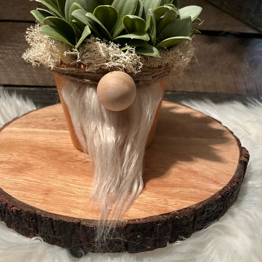 Charming Green and Tan Gnome Planter